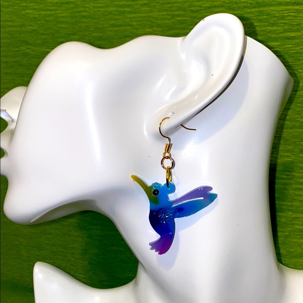 Colorful Hummingbird Bird Earring